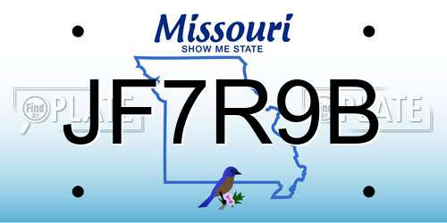 JF7R9B Missouri License Plate
