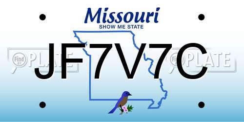 JF7V7C Missouri License Plate