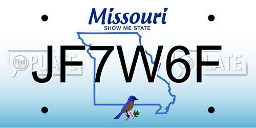 JF7W6F Missouri License Plate