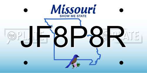 JF8P8R Missouri License Plate