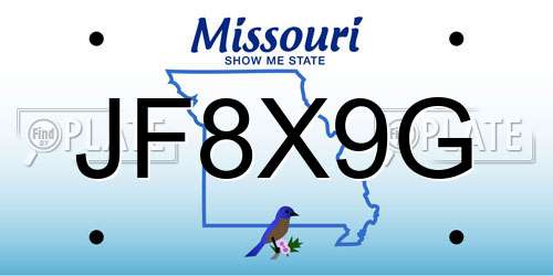 JF8X9G Missouri License Plate
