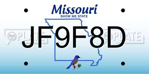 JF9F8D Missouri License Plate