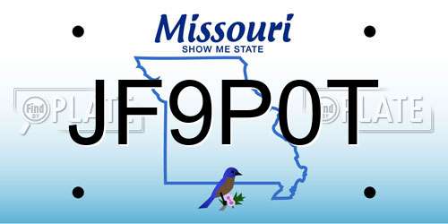 JF9P0T Missouri License Plate