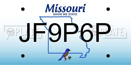 JF9P6P Missouri License Plate