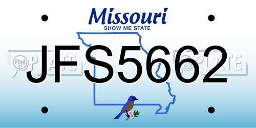 JFS5662 Missouri License Plate