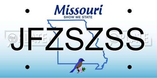 JFZSZSS Missouri License Plate