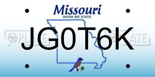 JG0T6K Missouri License Plate