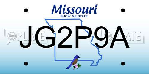 JG2P9A Missouri License Plate