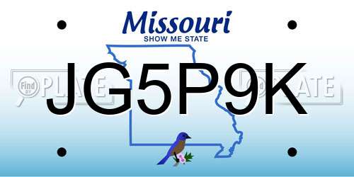 JG5P9K Missouri License Plate