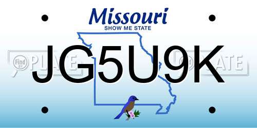 JG5U9K Missouri License Plate