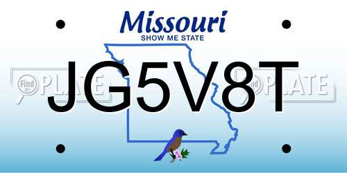 JG5V8T Missouri License Plate