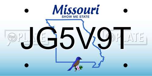 JG5V9T Missouri License Plate