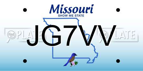 JG7VV Missouri License Plate