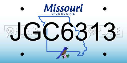 JGC6313 Missouri License Plate