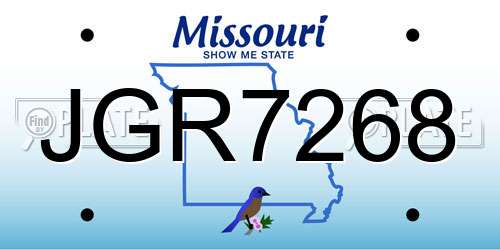 JGR7268 Missouri License Plate