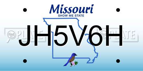 JH5V6H Missouri License Plate