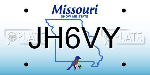 JH6VY Missouri License Plate