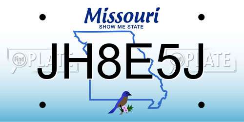 JH8E5J Missouri License Plate