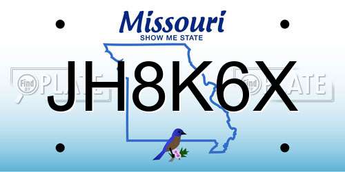 JH8K6X Missouri License Plate