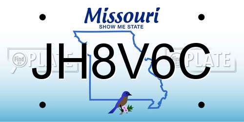 JH8V6C Missouri License Plate