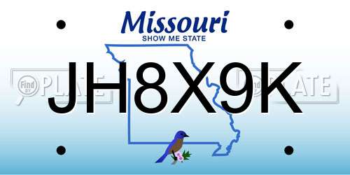 JH8X9K Missouri License Plate