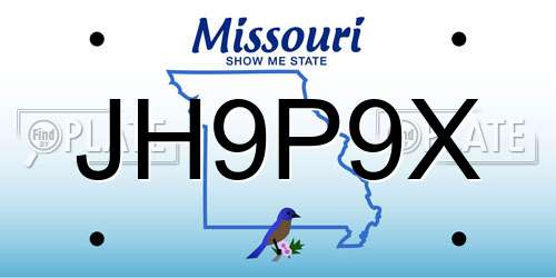 JH9P9X Missouri License Plate