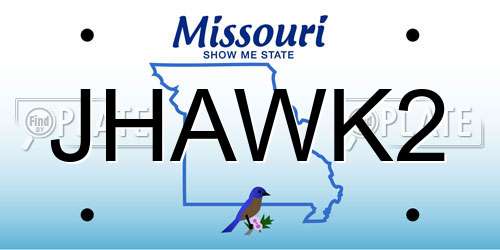 JHAWK2 Missouri License Plate
