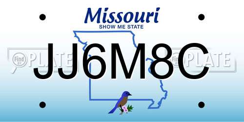 JJ6M8C Missouri License Plate