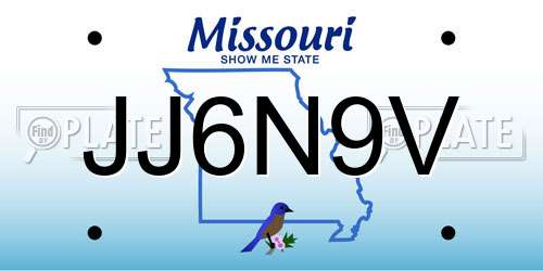 JJ6N9V Missouri License Plate
