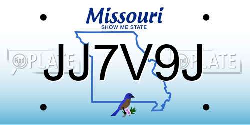 JJ7V9J Missouri License Plate