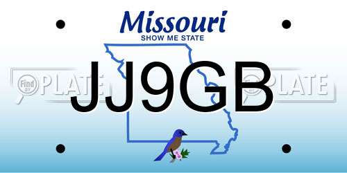 JJ9GB Missouri License Plate
