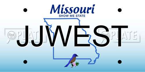 JJWEST Missouri License Plate