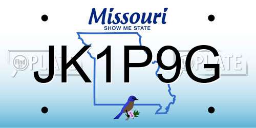 JK1P9G Missouri License Plate