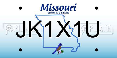 JK1X1U Missouri License Plate