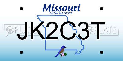 JK2C3T Missouri License Plate