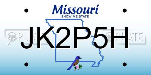 JK2P5H Missouri License Plate