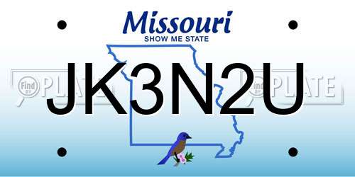 JK3N2U Missouri License Plate