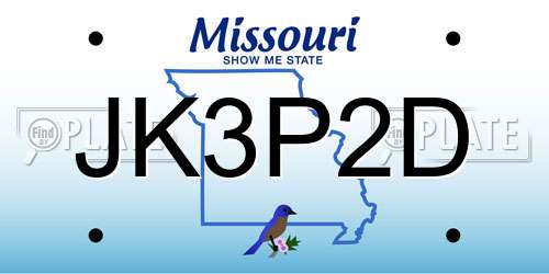 JK3P2D Missouri License Plate