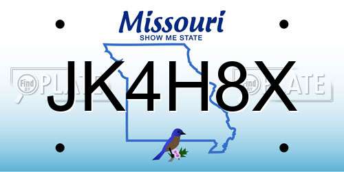 JK4H8X Missouri License Plate