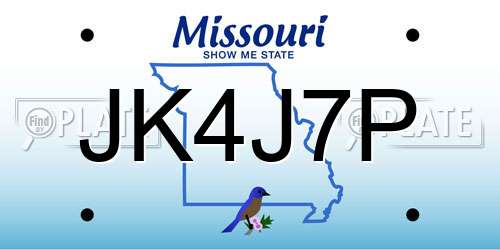 JK4J7P Missouri License Plate