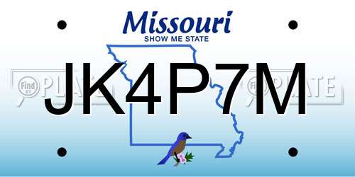 JK4P7M Missouri License Plate