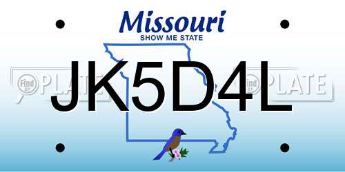 JK5D4L Missouri License Plate