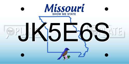 JK5E6S Missouri License Plate