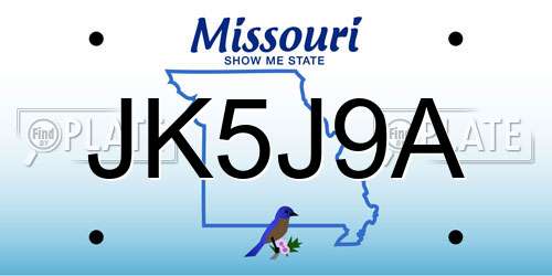 JK5J9A Missouri License Plate