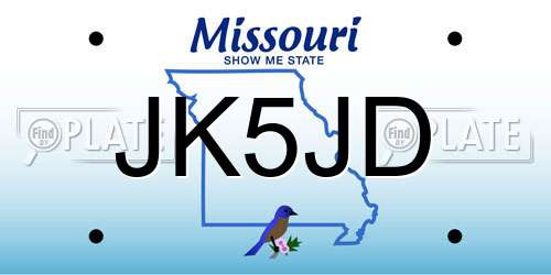 JK5JD Missouri License Plate