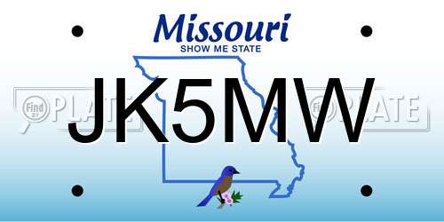 JK5MW Missouri License Plate