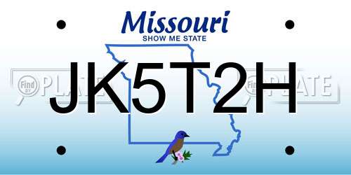 JK5T2H Missouri License Plate