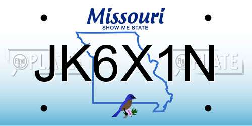 JK6X1N Missouri License Plate