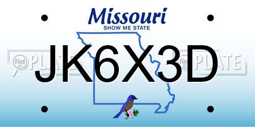 JK6X3D Missouri License Plate