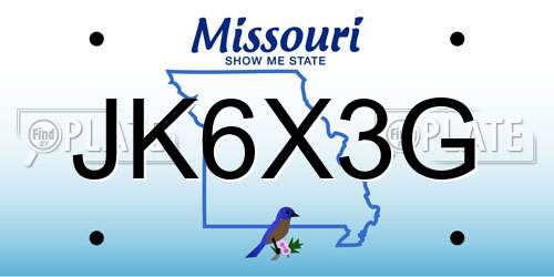 JK6X3G Missouri License Plate